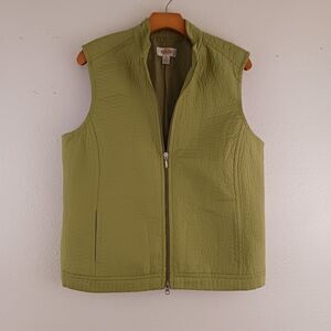 Talbots light green Quilted Zip Up Vest size M